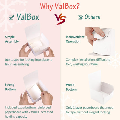 ValBox 5x5x3.5 White Gift Boxes, 20 PCS Gift Boxes with Lids for Presents, Small Bridesmaid Box for Gifts, Wedding, Crafting, Recyclable, Easy Assemble Cardboard Boxes