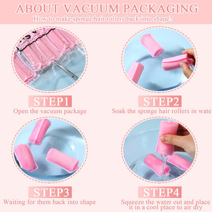 Geyoga 18 Pieces Sponge Hair Rollers Large Soft Foam Hair Styling Curlers Large Size Hairdressing Curlers for Women(Pink,1.6 x 2.8 Inches)
