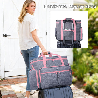 AMOIGEE Rolling Tote Bag with Wheels and Handle, Sewing Machine Case, Craft Organizer Tote for Scrapbooking Storage, Teacher Rolling Bag, Craft Supply Storage, Art Bag, Rolling Cart for Teachers