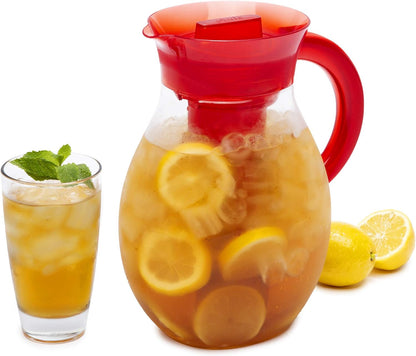 1-Gallon, Primula The Big Iced Tea Maker Tritan Plastic Infusion Beverage Pitcher with Leak Proof, Airtight Lid, Fine