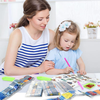 FLYSONG Diamond Art Kits for Kids, 5D DIY 24 PCS Mosaic Cartoon Princess Diamond Art Stickers Painting Gem Art Kits Crafts for Beginners Girls Boys