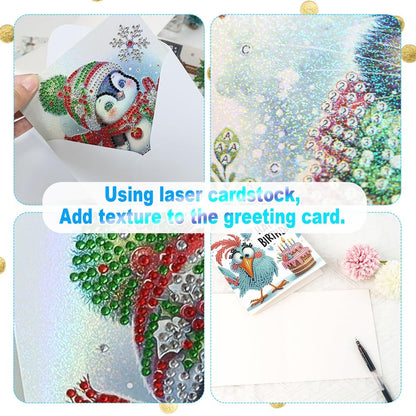Focart 6-Pack Pets Birthday Diamond Painting Greeting Card Kits, Special Shaped Diamonds Painting, DIY Handcraft for Relatives and Friends with Wishes,Unique Design Crafting for Birthday Cards