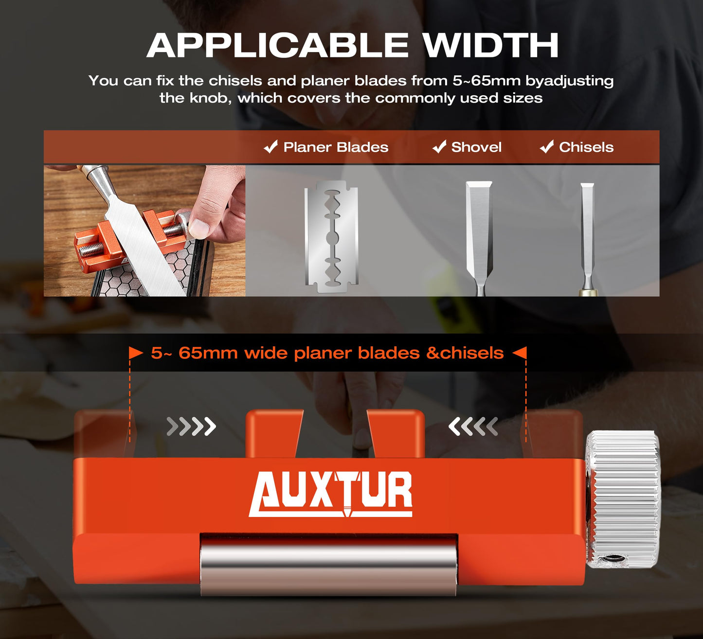 AUXTUR Sharpening Stone with Honing Guide Tool,chisel set for Woodworking,Flattening Stone,Complete Sharpening System Tools for Chisel Sharpening and Plane Restoration (guide+stone+chisel)