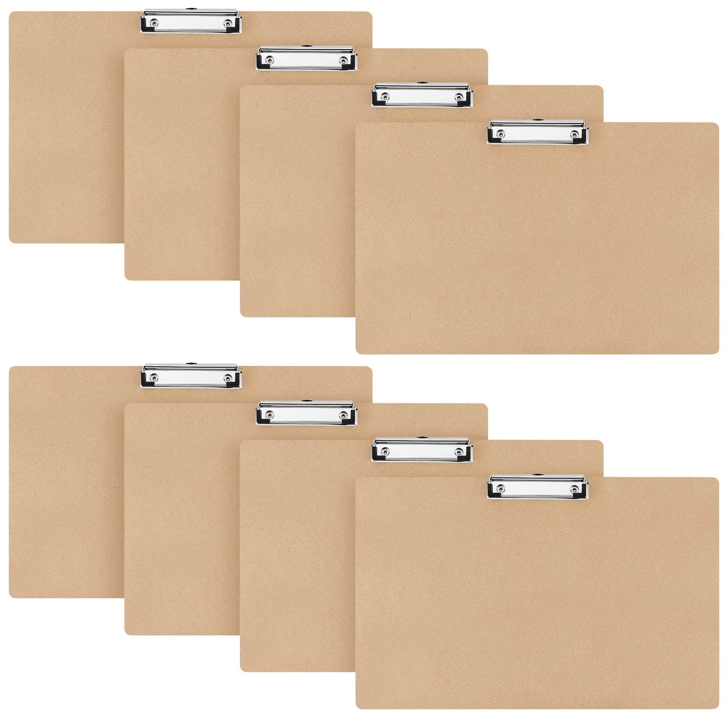 Henoyso 8 Pcs 11x17 Clipboard Wooden Horizontal Lap Board Extra Large Wood Clip Board with Low Profile Clip Desk Brown Landscape for Drawing Sketch Art for Classroom Office School Architects
