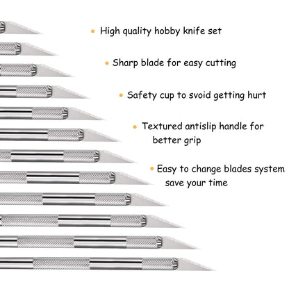 15 Pack Exacto Knife Set, Hobby Knife, Back to School Supplies Craft Knifes Kit for Art, Carving, DIY, Scrapbooking, Art, Cutting, Stencil(Silver)