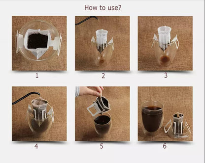 50Pcs Portable Coffee Filter Paper Bag, Hanging Ear Drip Coffee Bag, Single Serve Disposable for Travel, Camping, Home