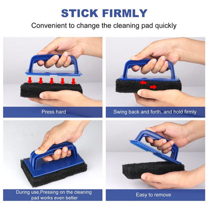 Blackstone Grill Cleaning Kit, Heavy Duty Griddle Scrubber Scouring Pad & Handle, Griddle Cleaning Brush for Charcoal, Gas Grills, Cast Iron Cookware, Oven, Grate, Stovetop