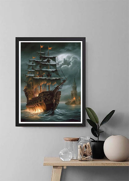 Diymood DIY 5D Diamond Painting Kits for Adults Pirate Ship - Diamond Art Kits for Adults Boat | Full Drill Round | Crystal Mosaic Picture | Beginner | Home Wall Decor | 16x20 inch