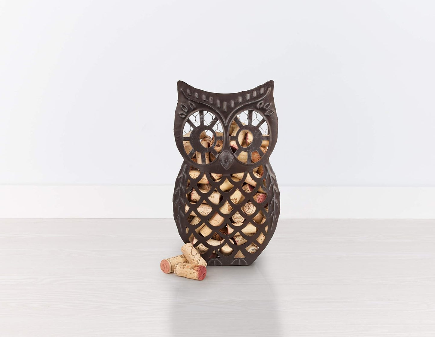 Twine Wise Owl Cork Holder - Decorative Wine Cork Storage and Decor, Set of 1, Rustic Bronze Finish
