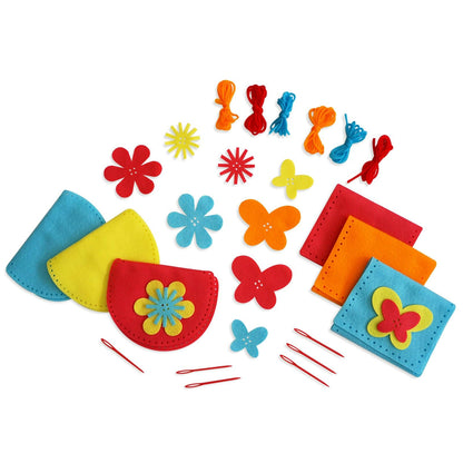 Serabeena Sew Your Own Purses - Sewing Kit for Kids - Felt Crafts for Kids - Sewing Ages 4-8 Plus - Felt Kit - Helps Develop Fine Motor Skills - DIY Kits with 6 Purses & Accessories