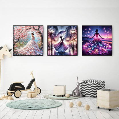 croshom Diamond Art Kits for Adults, 3 Packs Woman Diamond Painting Kits for Adults Beginners, 5D DIY Full Round Drill Gem Craft for Adult Gifts, Home Wall Decor 12" x 12"