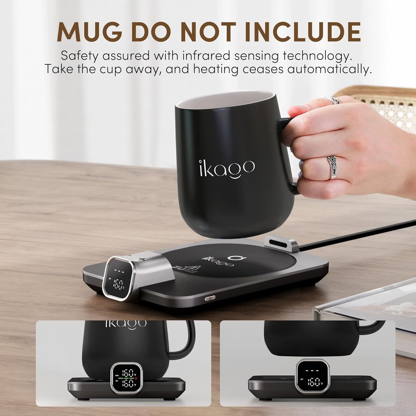 1 Coffee Mug Warmer for Desk, Accurate Temperature Control with Real-Time Display, Smart Mug Warmer with Auto Shut-Off