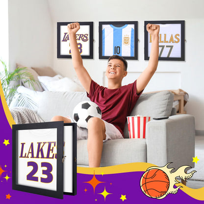 13" x 13" T Shirt Frames for Wall Display, Jersey Frame Display Case with UV Protection Acrylic, Wood Shadow Box Frame Depth of 1", Display Case for T Shirts, Jerseys, Memorabilia