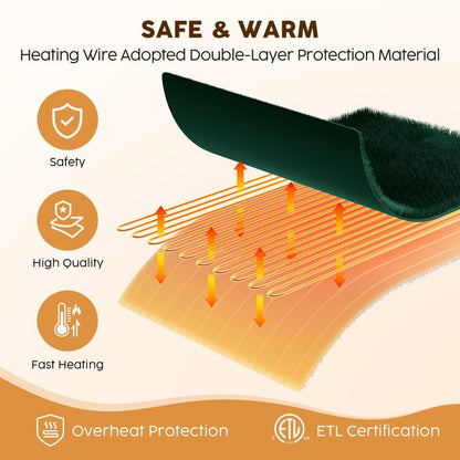 HYLEORY Heated Electric Blanket Queen 84"x90" Soft Fleece & Flannel with 5 Heating Levels & 10 Hours Timer Auto Shutt Off, ETL Certified, Washable，Heated Blanket for Body-Dark Green