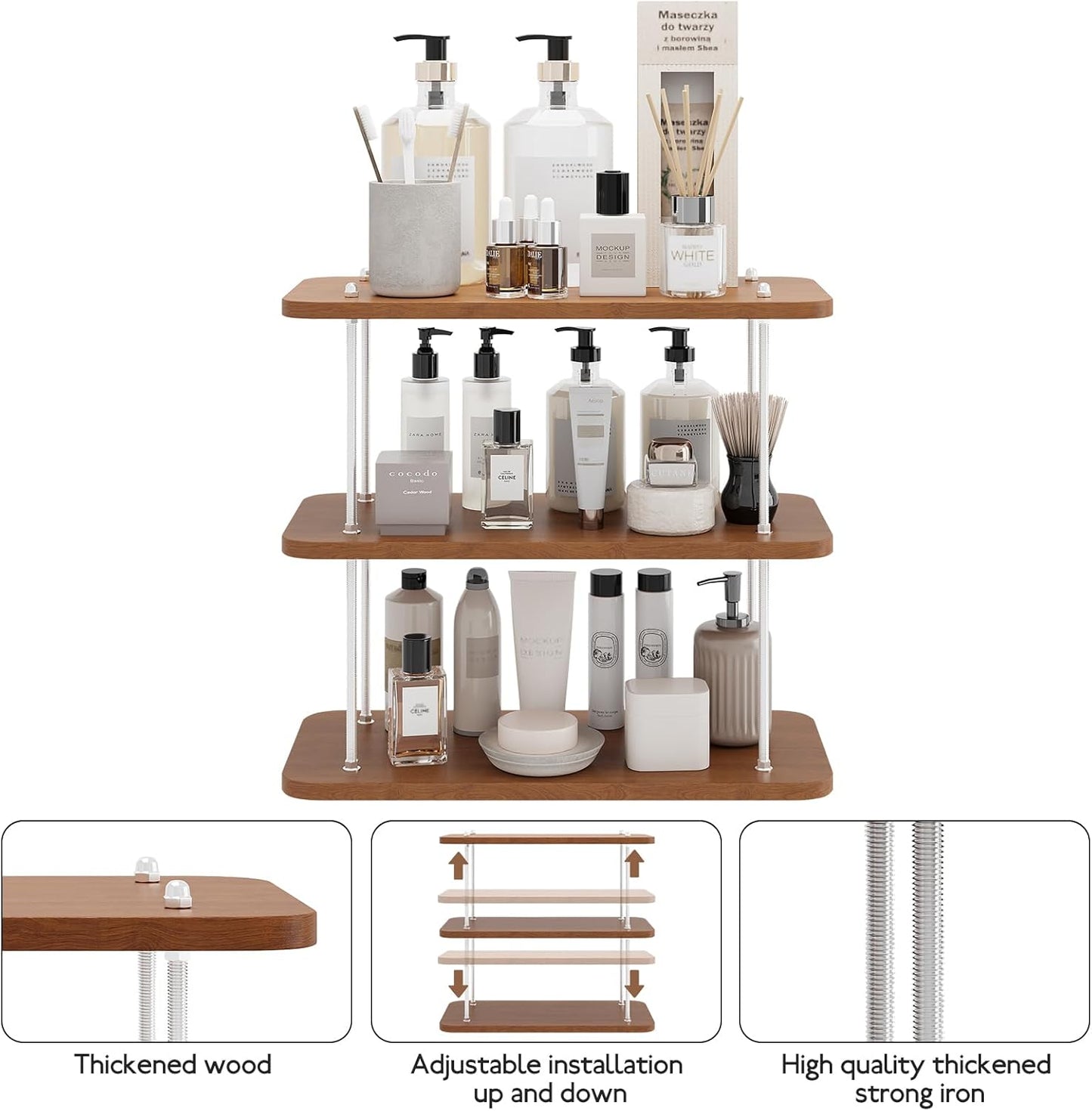 Counter Height(3Tier) Bathroom Organizer,Bathroom Shelf Organizers & Sink Organizer,Vanity Organizers,Storage