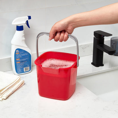 Irenare 8 Pcs Sanitizing Bucket 3 Quart Cleaning Pail Small Detergent Square, Spout and Handle Plastic Utility Sanitizer Buckets for Restaurant Kitchen Home Offices (Red)