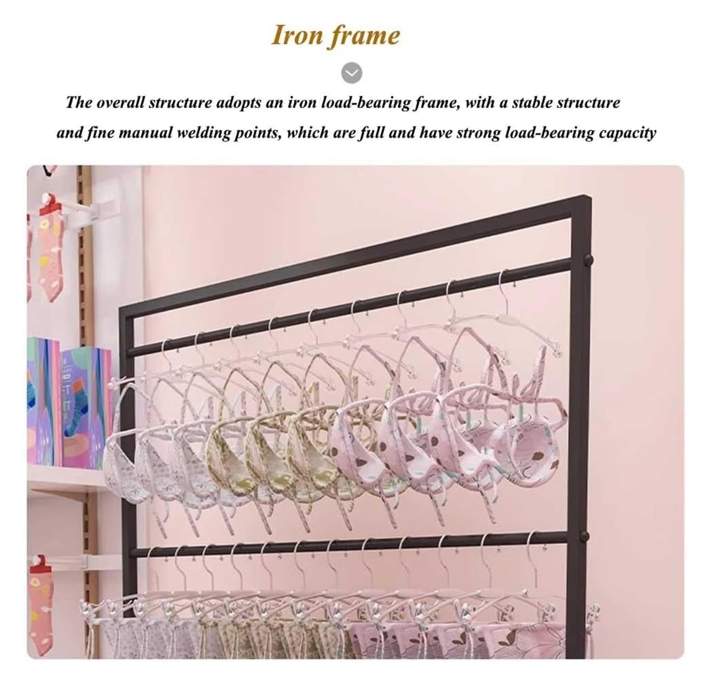 This Commercial Clothing Display Rack for Lingerie Bras Swimwear Bikinis & AccessoriesIndependent Hanger for Organized Display & Easy Access