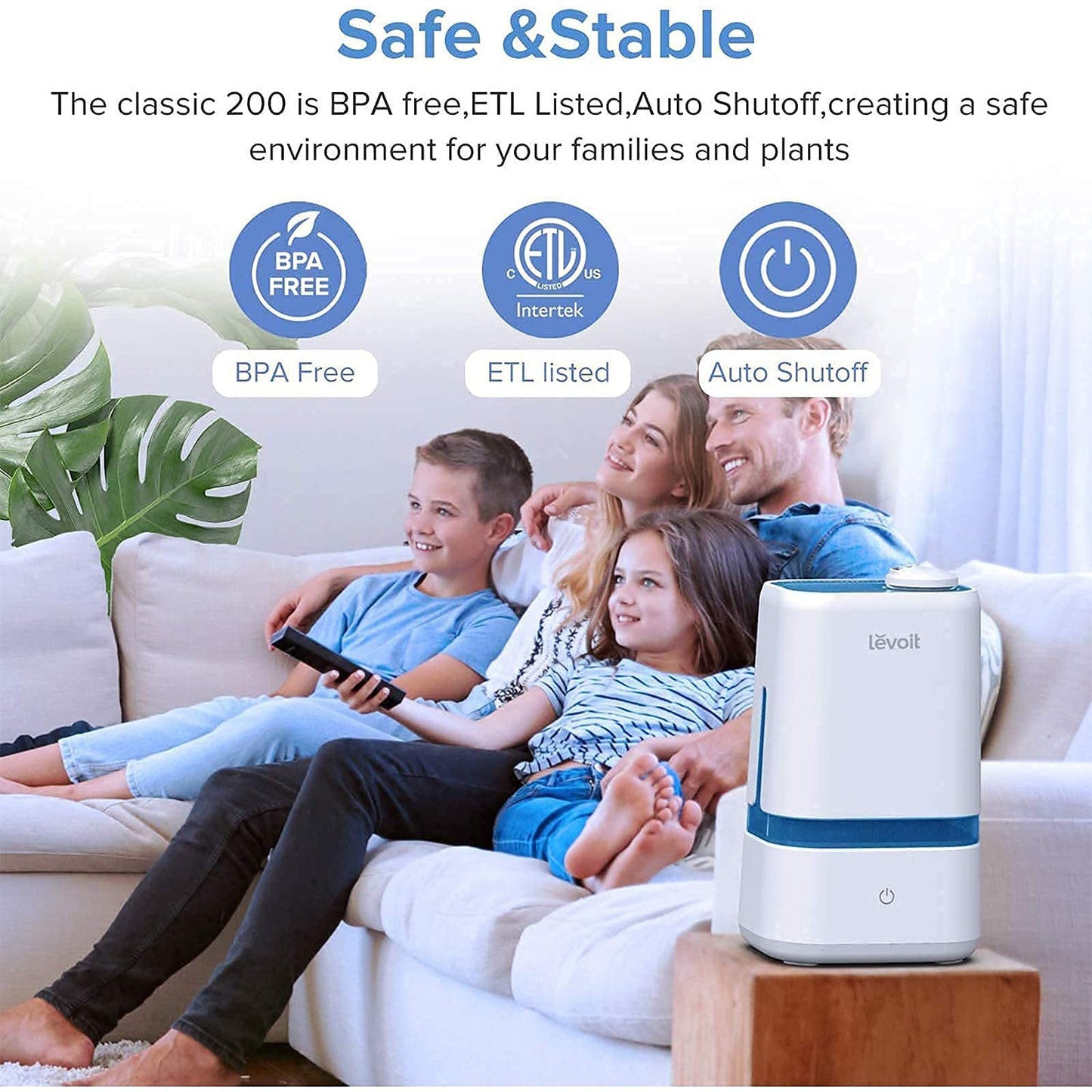 LEVOIT 4L Humidifiers for Bedroom Large Room & Essential Oil Diffuser, Quiet Cool Mist for Home, Baby and Plants, Last up to 40Hours, Dual 360° Rotation Nozzles, Handle Design, Auto Shut Off, Blue