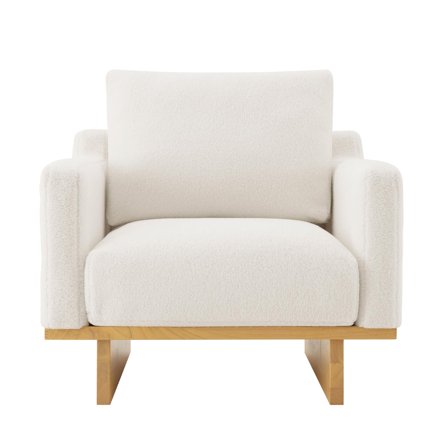 Christopher Knight Home Modern Minimalist Accent Chair with Solid Wood Frame Soft Cushions Spacious Seat Living Room Bedroom Reading Chair, White