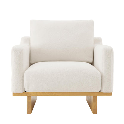 Christopher Knight Home Modern Minimalist Accent Chair with Solid Wood Frame Soft Cushions Spacious Seat Living Room Bedroom Reading Chair, White