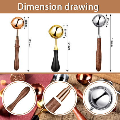 Chengu 6 Pcs Wax Seal Spoon Melting Wax Spoon with Wooden Handle Sealing Stamp Melting Seal Warmer for Sealing Stamp Envelope Craft Wedding Party Invitations