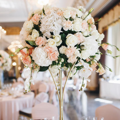 Auihiay 26 Pieces Hydrangea Artificial Flowers Silk Hydrangea Flowers Artificial Flowers Heads with Stems for Home Wedding Party Decorations (Ivory)