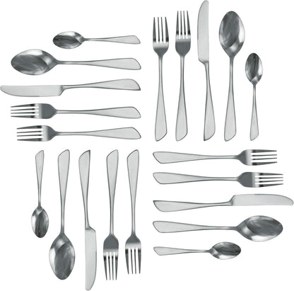 MegaChef Gibbous 20 Piece Stainless Steel Flatware Utensil Set for 4 in Silver