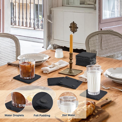 36 PCS Black Slate Stone Coasters Bulk, MAPRIAL Laser Engraving Blanks Material, 18 PCS Square, 18 PCS Round for Engraver, Drinks, DIY Project,Gifts