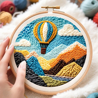 ACRNIGHEET 4Pcs Punch Needle Kits for Adults Beginners Include Instructions, Landscape Punch Needle Embroidery Kit, Pre-Printed Pattern, Embroidery Hoop, Yarns, Needles, DIY Crafts Gifts Idea