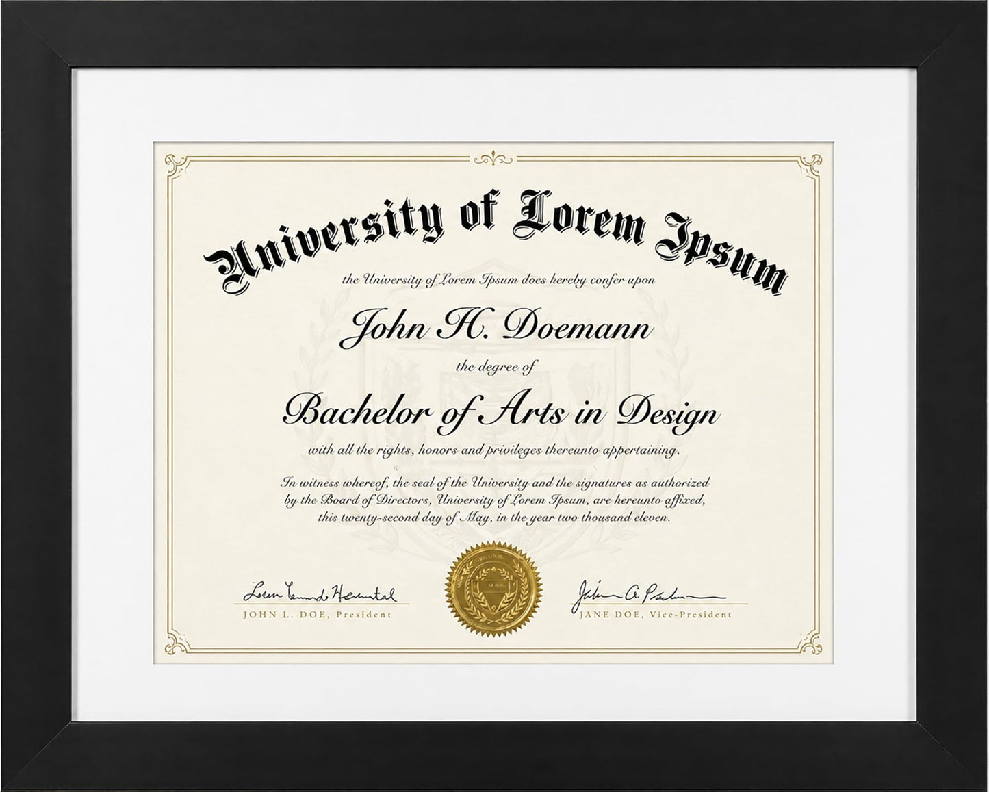 Americanflat 11x14 Diploma Frame with Shatter-Resistant Glass - Use as 8.5x11 Frame with Mat or Display 11x14 Documents Without Mat - Certificate Frames with Engineered Wood for Wall Display - Black