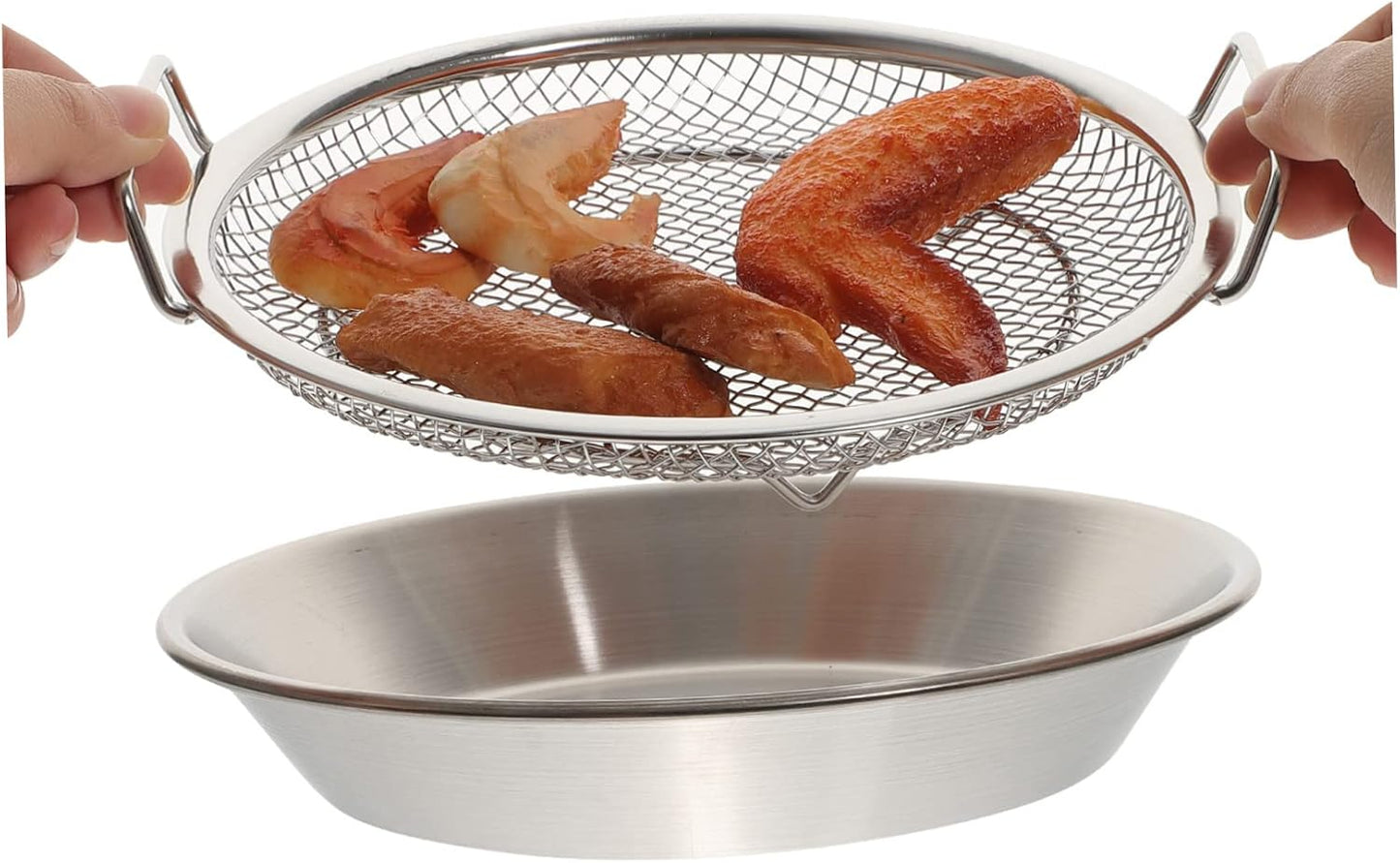 1 Set Mesh Drain Pan, Oil Draining Net, Egg Steamer Rack for Stovetop Barbecue Grill
