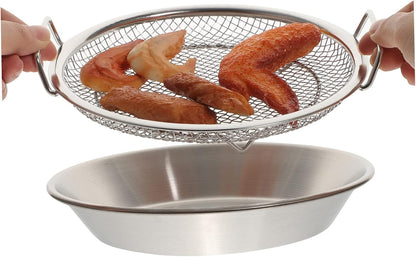 1 Set Mesh Drain Pan, Oil Draining Net, Egg Steamer Rack for Stovetop Barbecue Grill