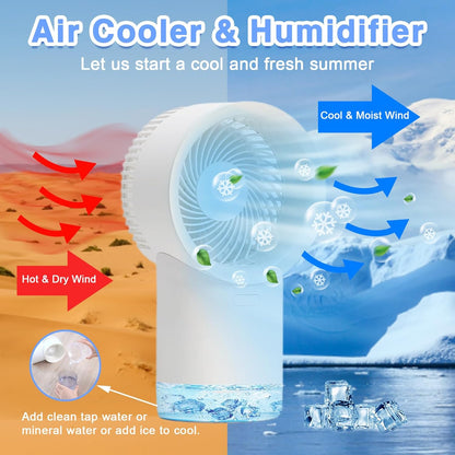 Portable Air Conditioner Fan | 400ml Mini Evaporative Cooler with 3 Wind Speeds | Personal AC Fan for Office, Home,