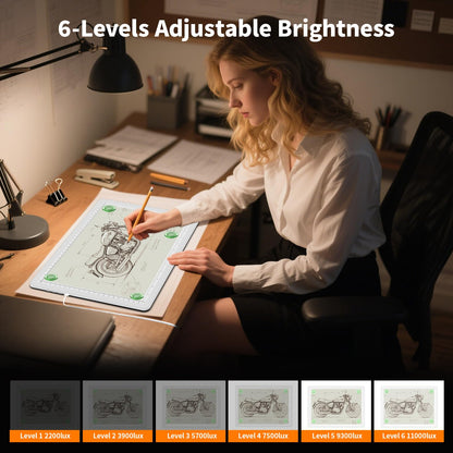 Elice Magnetic A4 Light Board with Bag for Diamond Painting, Tracing LED Light Box with Side Buttons, Super Bright Diamond Art Light Pad, Light Table for Drawing, Sketching, Weeding Vinyl - White