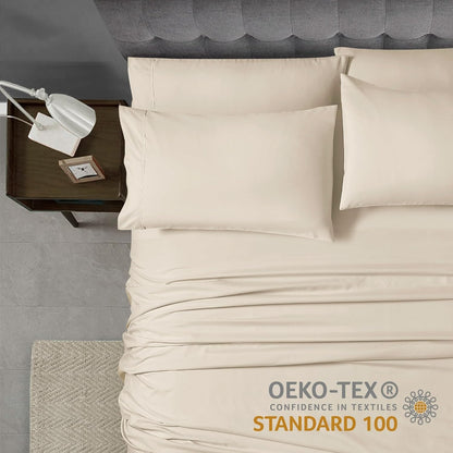 Home Collection Micro Caress Luxurious Sheet Set - 90GSM 4-Piece Cal King Size - Cream Color