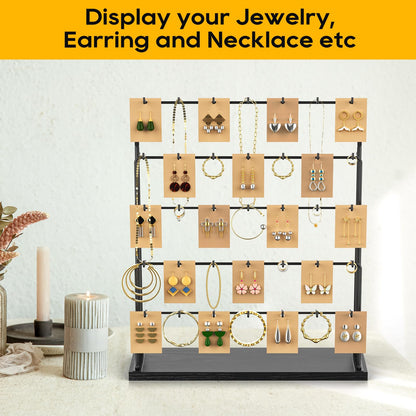 ORLESS Jewelry Display for Vendors, Earring Display Stand for Selling, Necklace Display Holder for Selling, Earring Cards Organizer for Bracelets, Rings, Jewelry Towers, Black (35 Hooks)