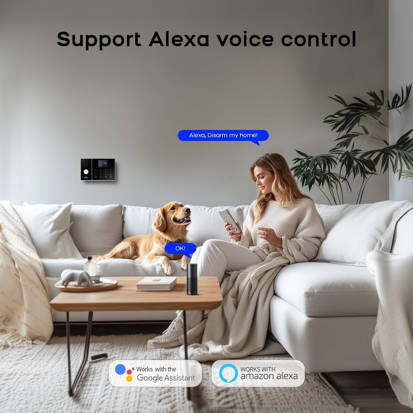 Alarm System for Home Security,WiFi+GSM 4G DIY Alarm Kit with Phone APP Alert, Door/Window Sensor, Remote, Compatible with Alexa and Google for House, Apartment
