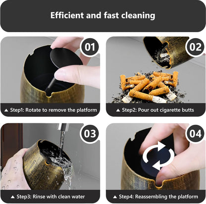 roygra Ashtray with Lid, Windproof Smokeless Metal Ashtray, Medium Size Green (4.39 x 3.54 x 3.54’’)