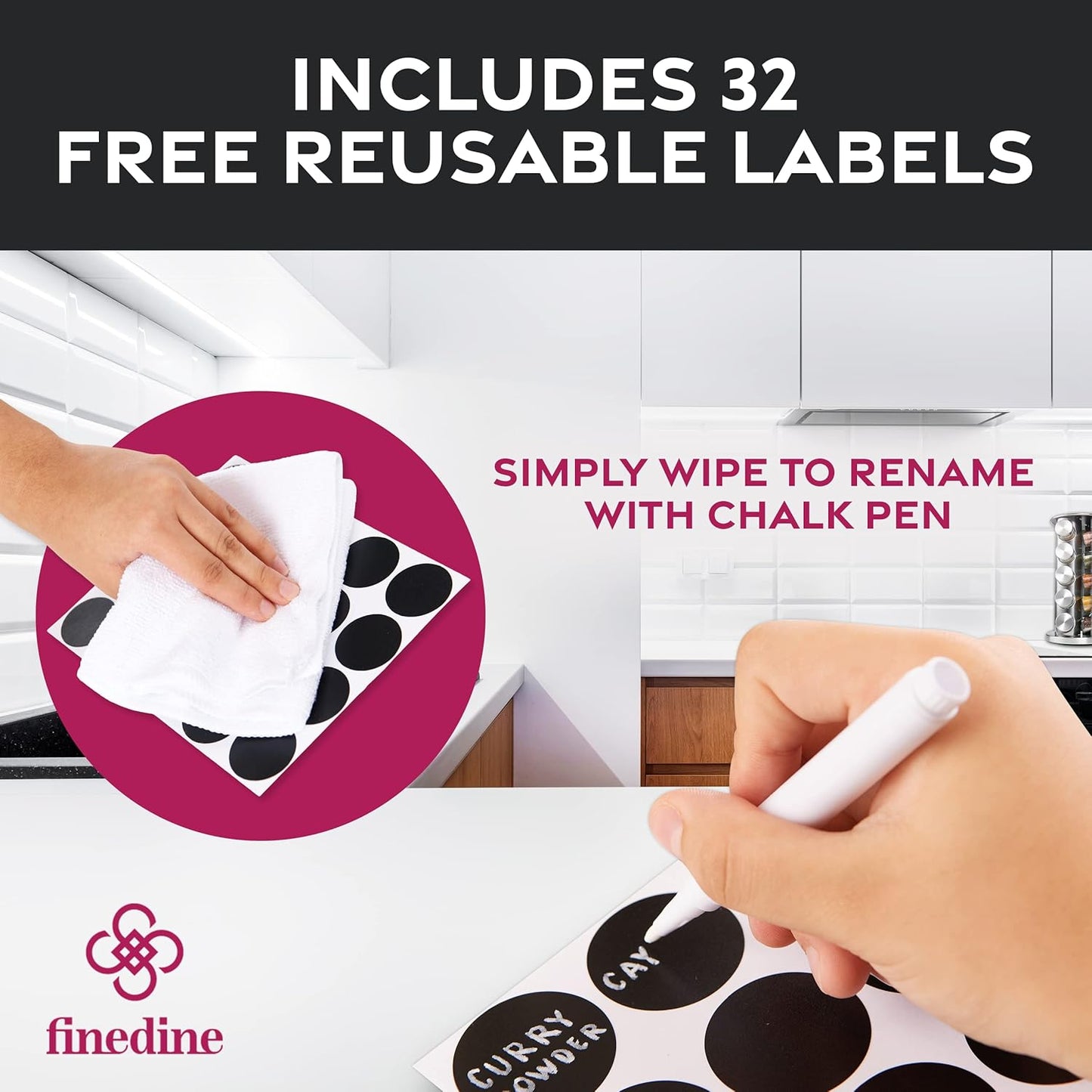 16 Pack FineDine: Stainless steel round spice rack