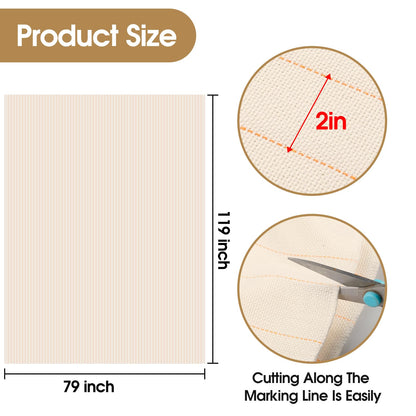 118" x 79" Large Tufting Cloth, Primary Tufting Cloth with Marked Lines for Tufting Guns, Four Edges Sewn Monks Cloth for Punch Needle Tufting Rug DIY Crafts