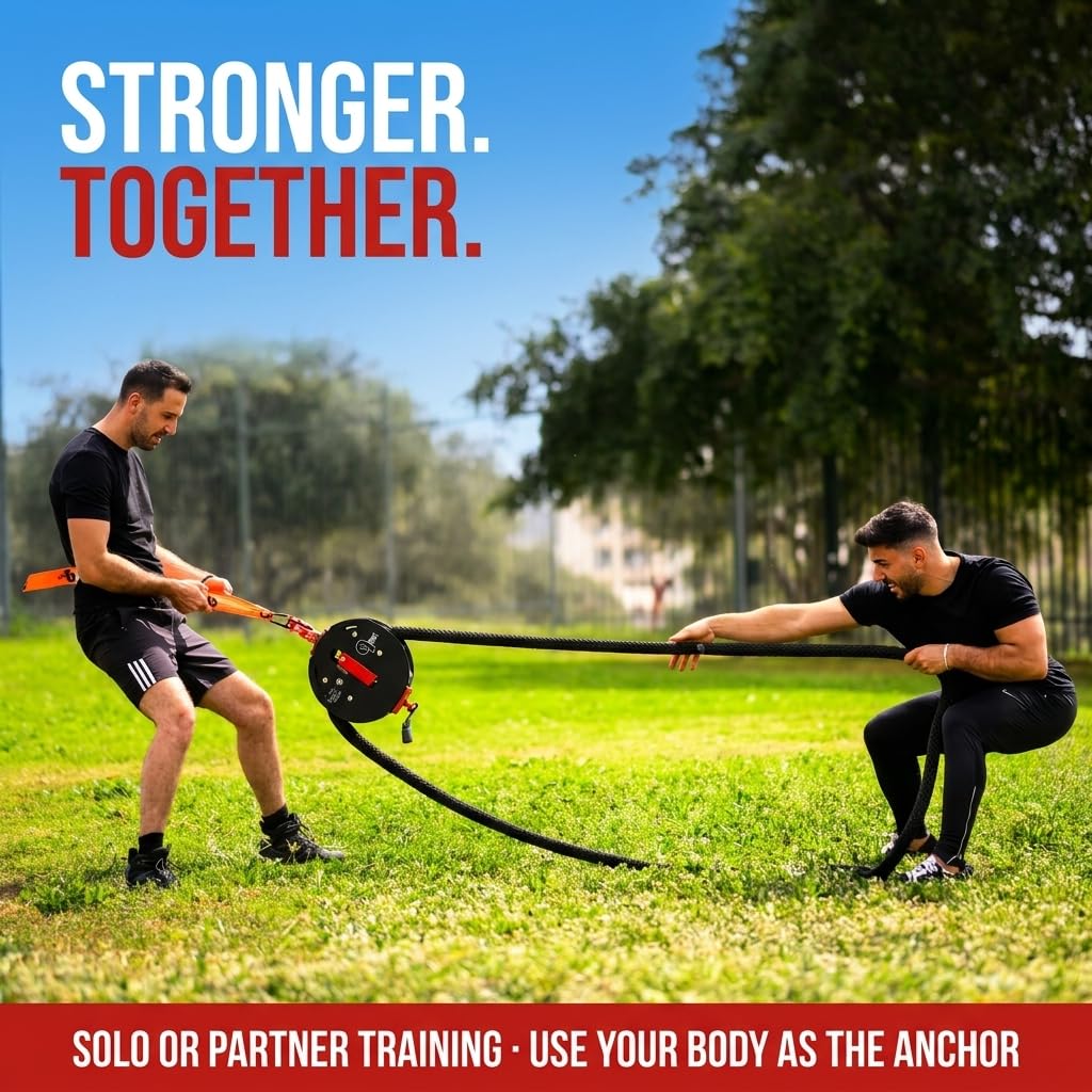 Qrope Endless Rope Trainer Machine - Portable Rope Pull Pulley System - Home Gym Workout Equipment for Strength Training - Infinity Rope for Upper Body and Forearms