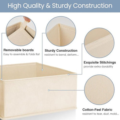 Criusia Drawer Organizer - 16 Pack Foldable Closet Organizers for Clothes, Socks & Accessories | Beige