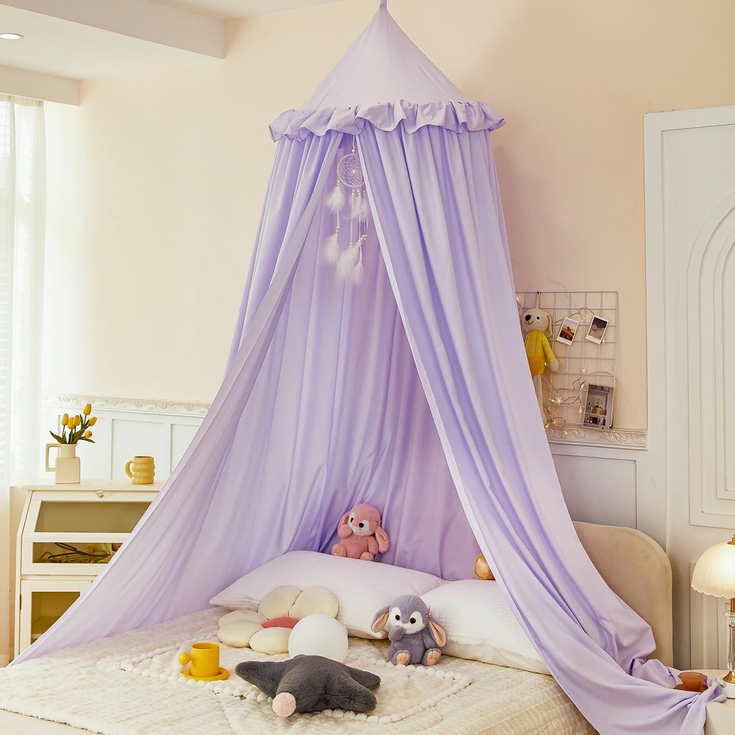 dix-rainbow Princess Decor Canopy for Kids Bed, Soft and Durable Bed Canopy for Girls Room Tent Canopy Dreamy Mosquito