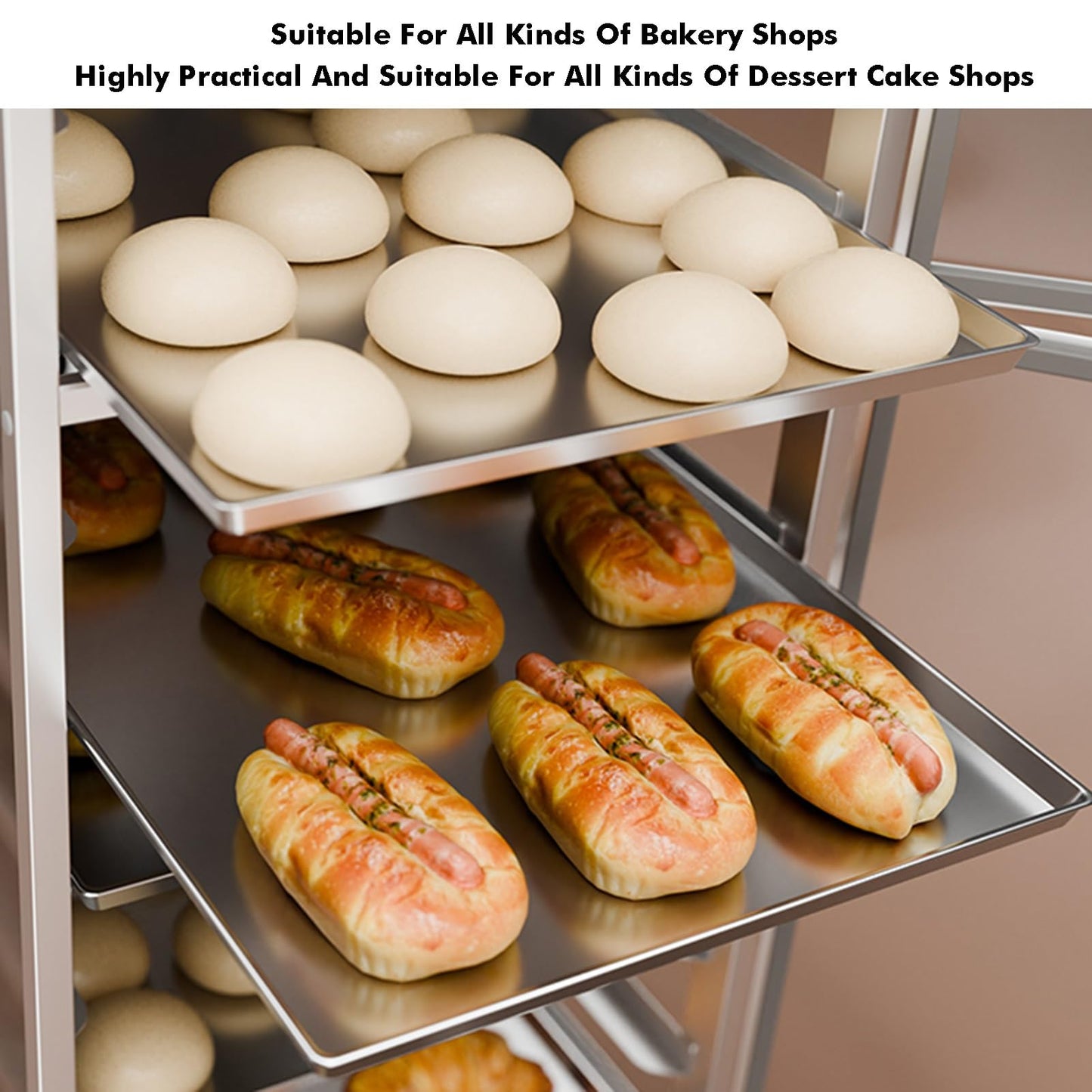 GenSDH Commercial Mobile Sheet Pan Rack, 9/15/18-Tier Bakery Rack, Heavy-Duty Food Tray Cooling Cart for Cooking & Baking, 400Kg Load Capacity