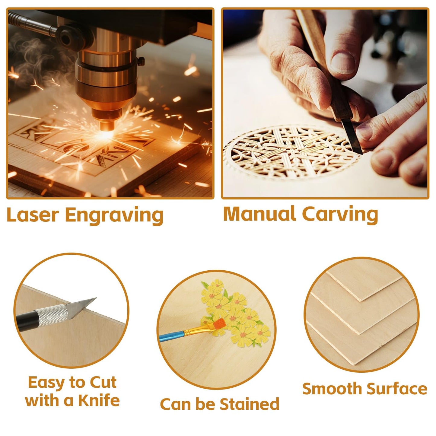 25Pcs 12 x 12 x 1/8 Inch Baltic Birch Plywood Sheets 3mm Unfinished Plywood Sheet for Arts and Crafts, Painting, Pyrography, Wood Engraving, Wood Burning, Laser, Architectural Models