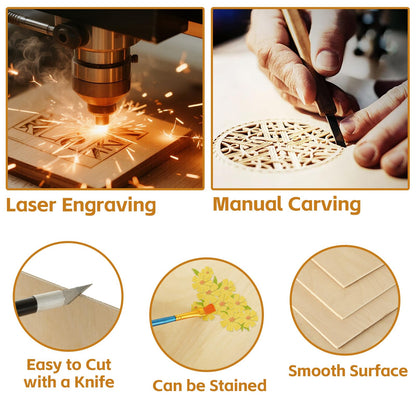 25Pcs 12 x 12 x 1/8 Inch Baltic Birch Plywood Sheets 3mm Unfinished Plywood Sheet for Arts and Crafts, Painting, Pyrography, Wood Engraving, Wood Burning, Laser, Architectural Models