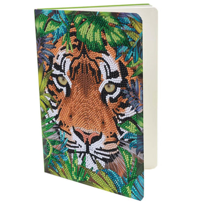 Crystal Art Diamond Painting Notebook - Tiger in The Forest - Create a Sparkling Notebook Cover Using Crystals - for Ages 8 and up