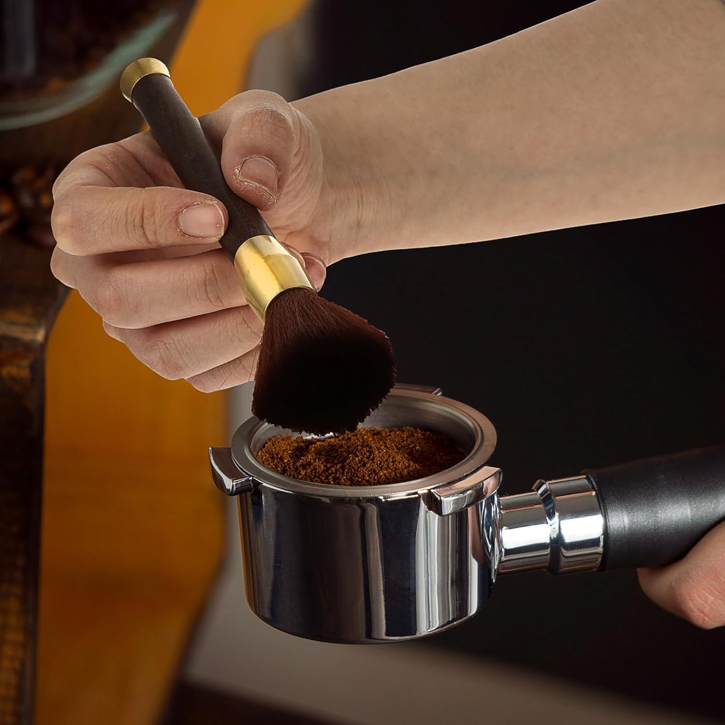 Coffee Cleaning Brush, 16.7x1.58CM Barista Brush for Coffee Grinder and Espresso Machine with Vegan Brush Hair