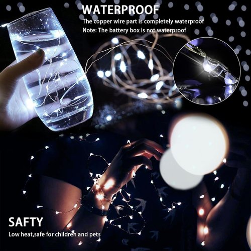 **Skiennix 8-Pack White Fairy Lights - 7Ft 20 LED Twinkle String Lights | Battery Operated & Waterproof for Weddings, Parties, & Decor**