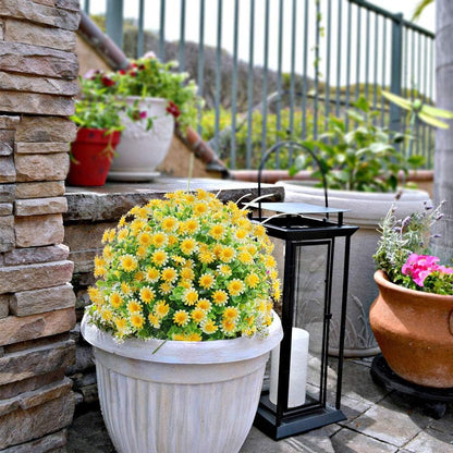 GREENRAIN 6 Bundles Artificial Daisy Flowers, Outdoor Fake Flowers for Decoration, No Fade Faux Plastic (Yellow)